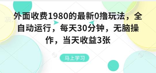 外面收费1980的最新0撸玩法，全自动挂G，每天30分钟，无脑操作，当天收益3张【揭秘】-三零资源