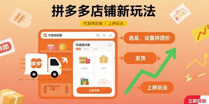 拼多多店铺新玩法,代发供应链上拼玩法-三零资源