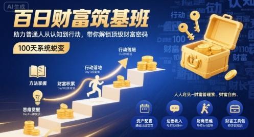 百日财富筑基班，助力普通人从认知到行动，带你解锁顶级财富密码-三零资源