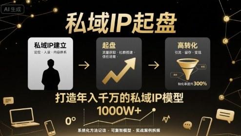 私域IP起盘,私域ip建立、起盘、高转化,打造年入千万的私域ip模型-三零资源