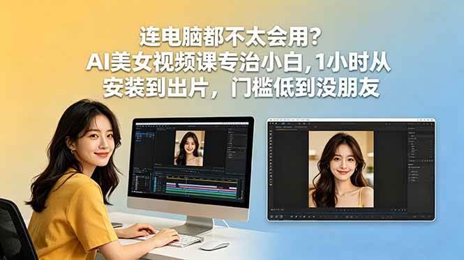 连电脑都不太会用?AI美女视频课专治小白,1小时从安装到出片,门槛低到没朋友-三零资源