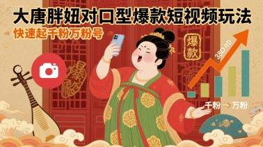 大唐胖妞对口型爆款短视频玩法,快速起千粉万粉号-三零资源