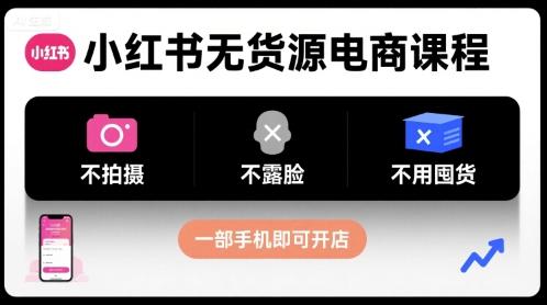 小红书无货源电商课程，不拍摄不露脸不用囤货，一部手机即可开店-三零资源