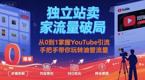 独立站卖家流量破局：从0到1掌握YouTube引流，手把手带你玩转油管流量-三零资源