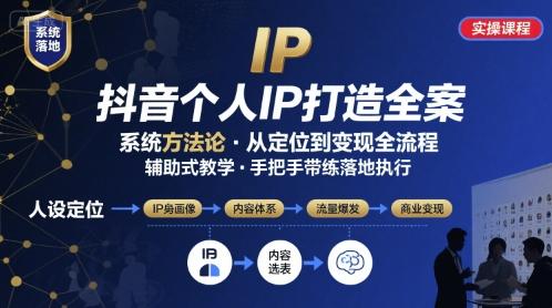 抖音个人IP系统落地实操大课，实操课程，辅助落地-三零资源