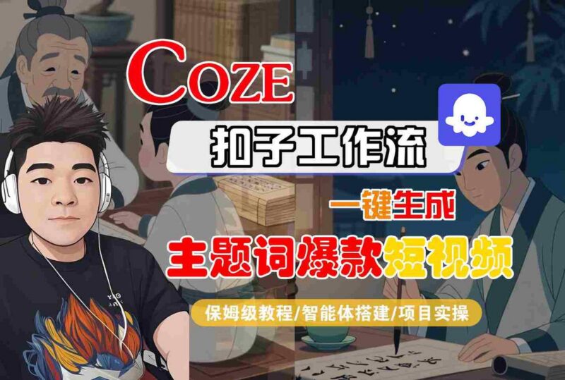 COZE扣子工作流一键生成主题词爆款短视频,保姆级教程-智能体搭建-项目实操-三零资源