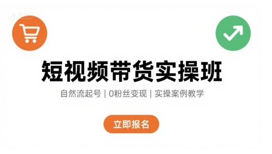 短视频带货实操班,自然流电商快速起号,实现轻松带货变现-三零资源