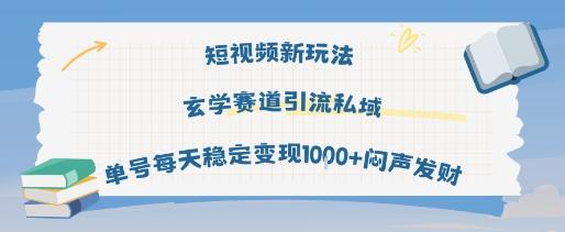短视频新玩法玄学赛道引流私域单号每天稳定变现1k+闷声发财-三零资源