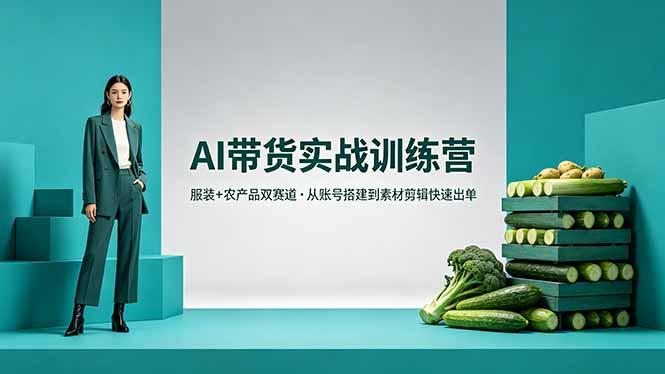 AI带货实战训练营,服装+农产品双赛道,从账号搭建到素材剪辑快速出单-三零资源