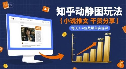 小说推文干货分享之知乎动静图玩法，每天3-4位数爆单实操课-三零资源