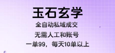 玉石玄学全自动私域成交，一单99每天十单以上，无需人工和矩阵账号，蓝海项目直接干【揭秘】-三零资源