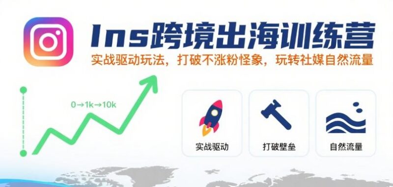 Ins跨境出海训练营,实战驱动玩法,打破不涨粉怪象,玩转社媒自然流量-三零资源