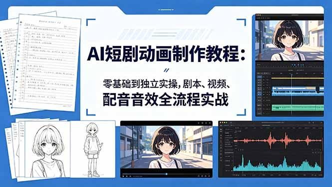 AI短剧动画制作教程:零基础到独立实操,剧本、视频、配音音效全流程实战-三零资源
