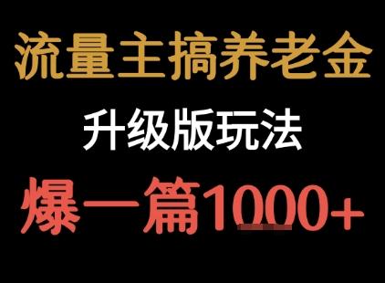 流量主之养老金升级版玩法  爆一篇收益1k+-三零资源
