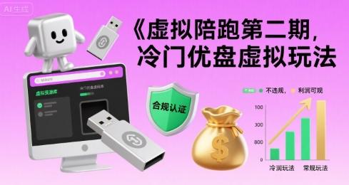 虚拟陪跑第二期,冷门优盘虚拟玩法,不违规,利润可观-三零资源
