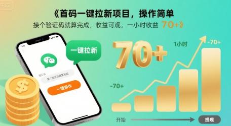 首码一键拉新项目,操作简单,接个验证码就算完成,收益可观, 一小时收益70+【揭秘】-三零资源