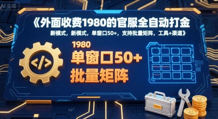 外面收费1980的官服全自动打金,新模式,单窗口50+,支持批量矩阵,工具+渠道【揭秘】-三零资源