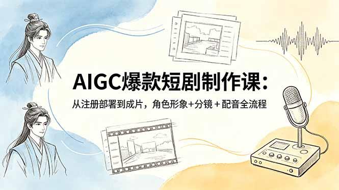 AIGC爆款短剧制作课:从注册部署到成片,角色形象+分镜+配音全流程-三零资源