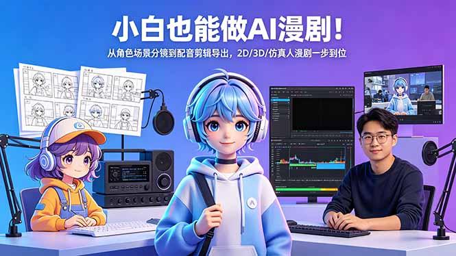 小白也能做AI漫剧!从角色场景分镜到配音剪辑导出,2D/3D/仿真人漫剧一步到位-三零资源