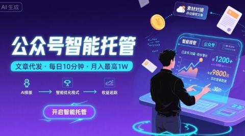 【公众号托管 】我提供文章,你复制发布,每天10分钟,最高躺入1W【揭秘】-三零资源
