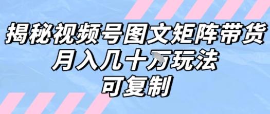 解密视频号图文矩阵带货，月入几个W的打法，可复制-三零资源