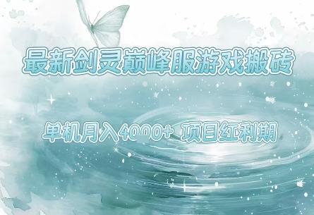 最新剑灵巅峰服游戏搬砖，项目红利期，单机稳定月入4k+操作简单好上手【揭秘】-三零资源