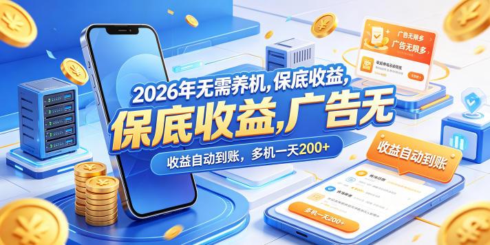 2026年无需养机，保底收益，广告无限多，收益自动到账，多机一天200+【揭秘】-三零资源