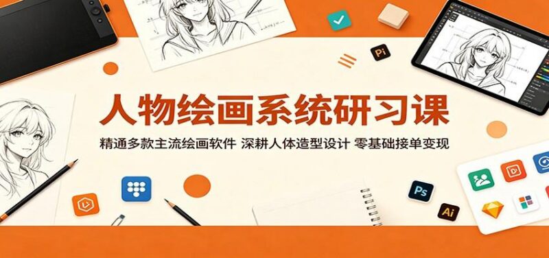 人物绘画系统研习课:精通多款主流绘画软件,深耕人体造型设计,零基础接单变现-三零资源