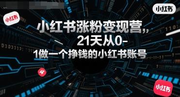 小红书涨粉变现营，21天从0-1做一个挣钱的小红书账号-三零资源