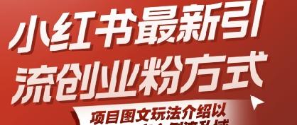 小红书最新引流创业粉方式,项目图文玩法介绍以及如何安全倒流私域-三零资源