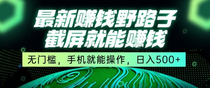 最新野路子截屏就能挣钱，无门槛，手机就能操作，日入5张【揭秘】-三零资源
