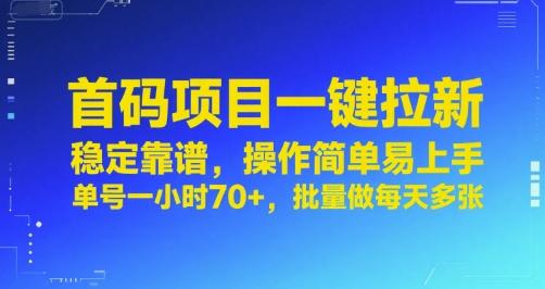首码项目一键拉新,稳定靠谱,操作简单易上手,单号一小时70+,批量做每天多张【揭秘】-三零资源