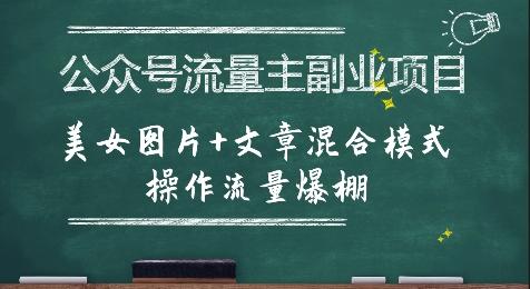 公众号流量主副业项目,美女图片+文章混合模式操作流量爆棚-三零资源