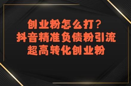 创业粉怎么打?抖音精准负债粉引流,超高转化创业粉-三零资源