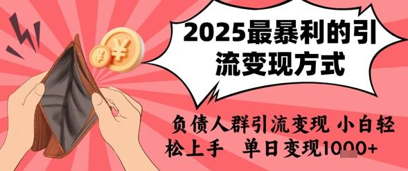 2025年最暴利的引流变现方式,负债人群引流变现,小白轻松上手,日入1k-三零资源
