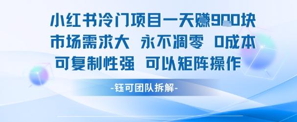 小红书冷门项目一天收益9张,市场需求大,0成本,可复制性强可以矩阵操作-三零资源