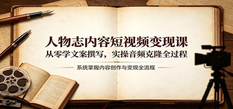 人物志内容短视频变现课：从零学文案撰写，实操音频克隆全过程-三零资源