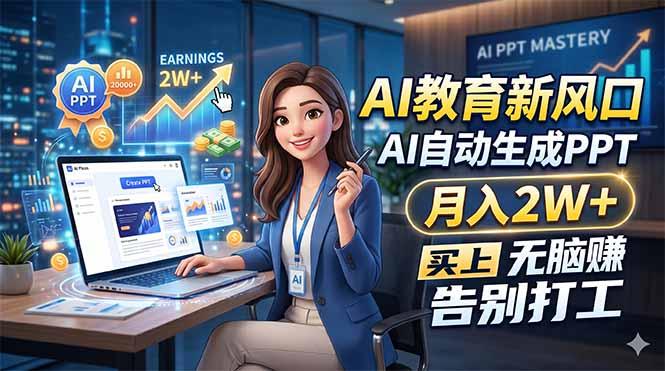 AI教育新风口，AI自动生成PPT，月入2W+，无脑赚，告别打工-三零资源