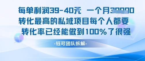 每单利润40一个月7k+转化最高的私域项目,每个人都要的产品转化率已经能做到100%-三零资源