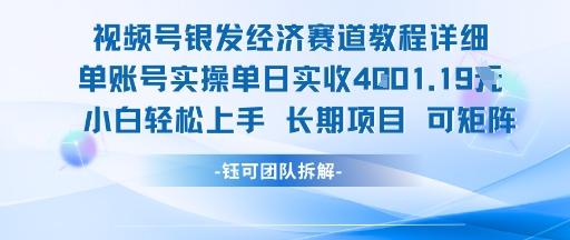 视频号银发经济赛道单账号实操单日实收1k+,小白轻松上手长期项目-三零资源