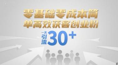 零基础零成本简单高效获客创业粉,一天引流30+-三零资源