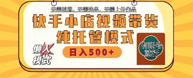 快手小店托管代运营,无需剪辑,无需选品,无需上传作品,全程无需操作,轻松月入5k+【揭秘】-三零资源