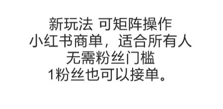 可矩阵操作，小红书商单新玩法，适合所有人，无需粉丝门槛，1粉丝也可以接单-三零资源