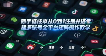 新手低成本从0到1注册并搭建多账号全平台矩阵操作教学，手机号-邮箱-IP-工具-三零资源