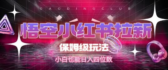 悟空小红书拉新,保姆级玩法,小白也能日入四位数-三零资源