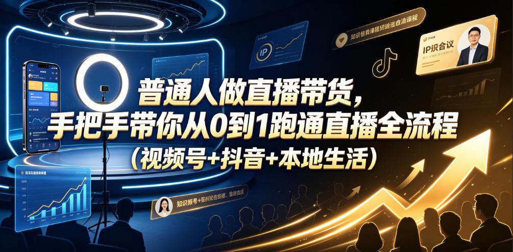 普通人做直播带货,手把手带你从0到1跑通直播全流程(视频号+抖音+本地生活) 图1