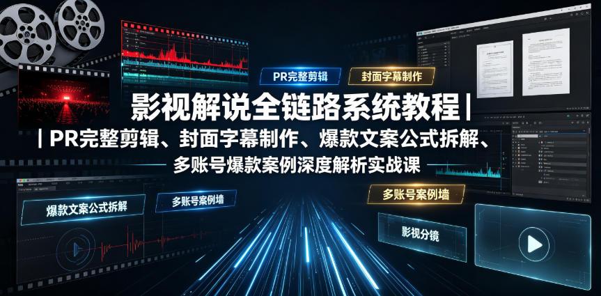 影视解说全链路系统教程｜PR完整剪辑、封面字幕制作、爆款文案公式拆解、多账号爆款案例深度解析实战课 图1