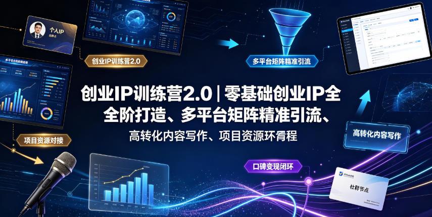 创业IP训练营2.0|零基础创业IP全阶打造、多平台矩阵精准引流、高转化内容写作、项目资源对接与口碑变现闭环课程 图1