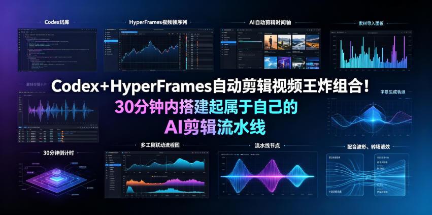 Codex＋HyperFrames自动剪辑视频王炸组合！30分钟内搭建起属于自己的AI剪辑流水线（完整版实操教程手册） 图1