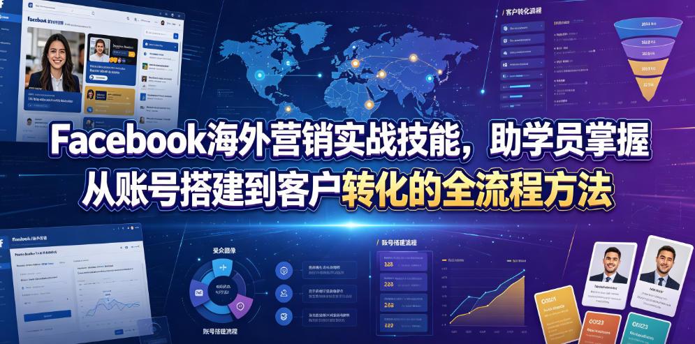 Facebook海外营销实战技能，助学员掌握从账号搭建到客户转化的全流程方法 图1